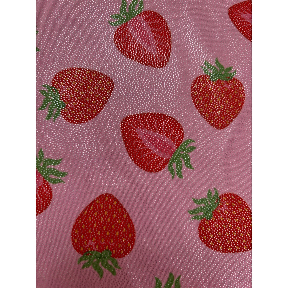 Pink Strawberry Sparkle Gymnastics Biketard Sleeveless Leotard Kids Size XS - Picture 4 of 5